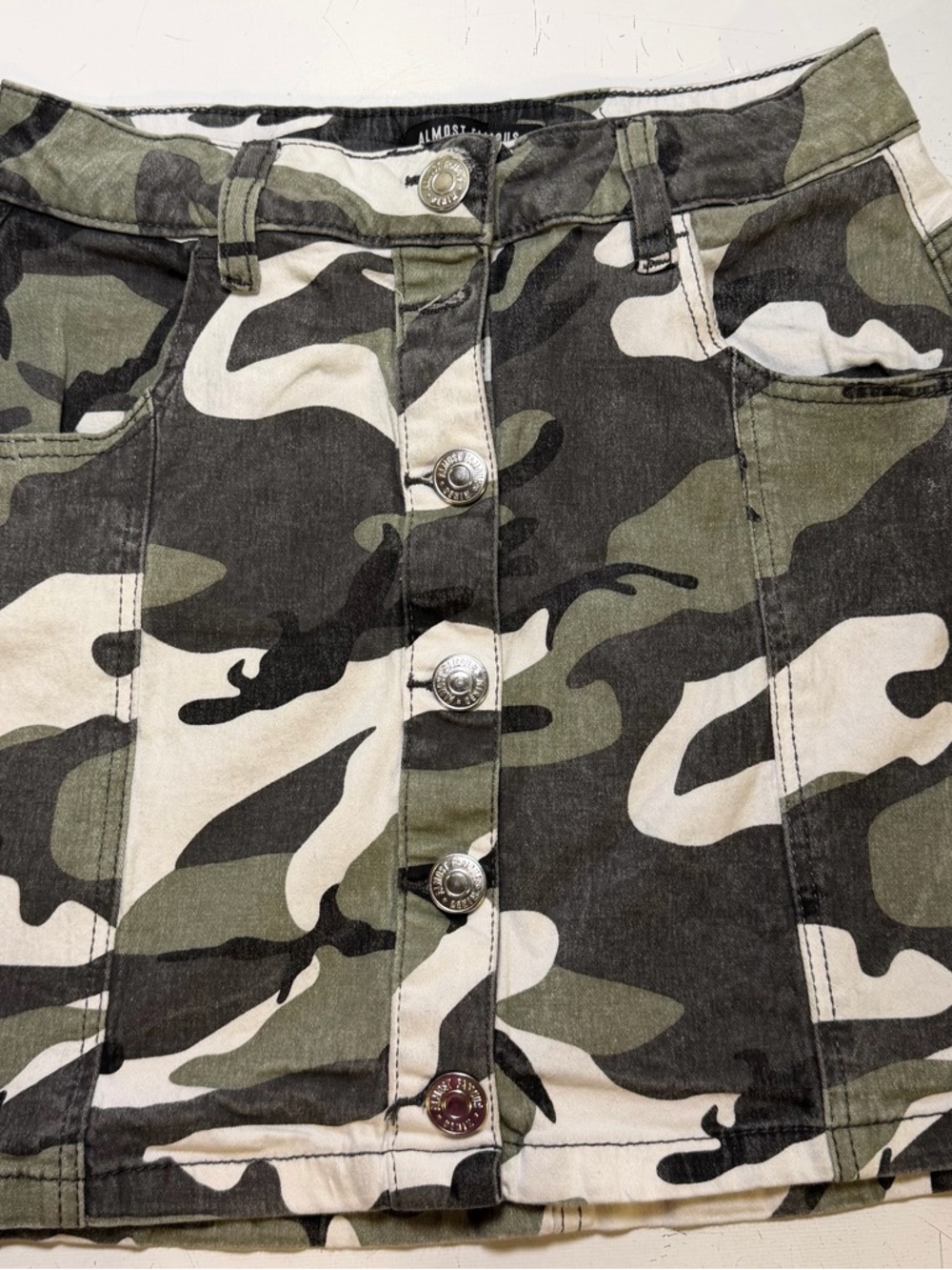 Almost Famous Camo High-Rise Mini Skirt - Green/Black/Cream